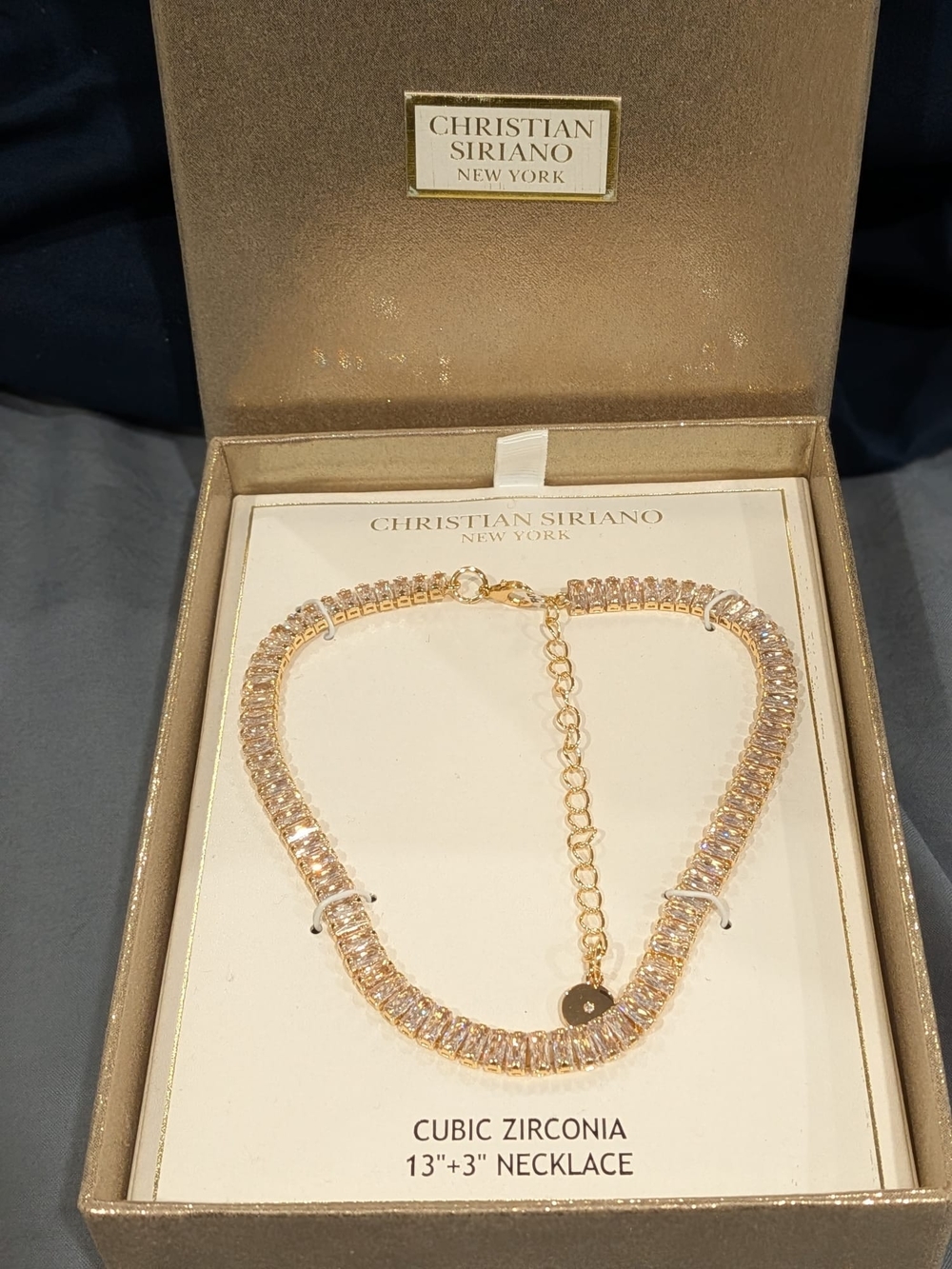 Christian Siriano Rose Gold Cubic Zirconia Tennis Necklace